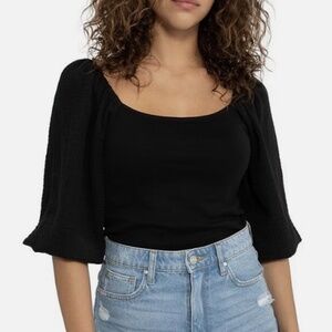 Sanctuary Off‑Shoulder Flowy Blouse • Black • Size S • Feminine & Breezy